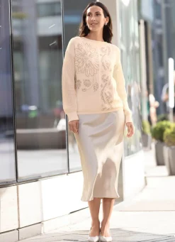 Damen Tizia Pullover mit floraler Strasszier