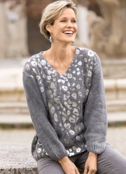 Damen laurakent Pullover mit glänzendem Foliendruck