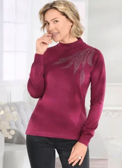 Damen BADER Pullover mit Plättchenzier und mit Schurwolle