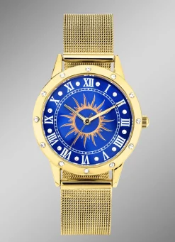 Damen BADER Quartz-Damenuhr Sonne mit weißen Kristallakzenten