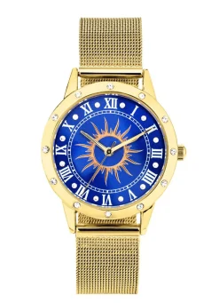 Damen BADER Quartz-Damenuhr Sonne mit weißen Kristallakzenten