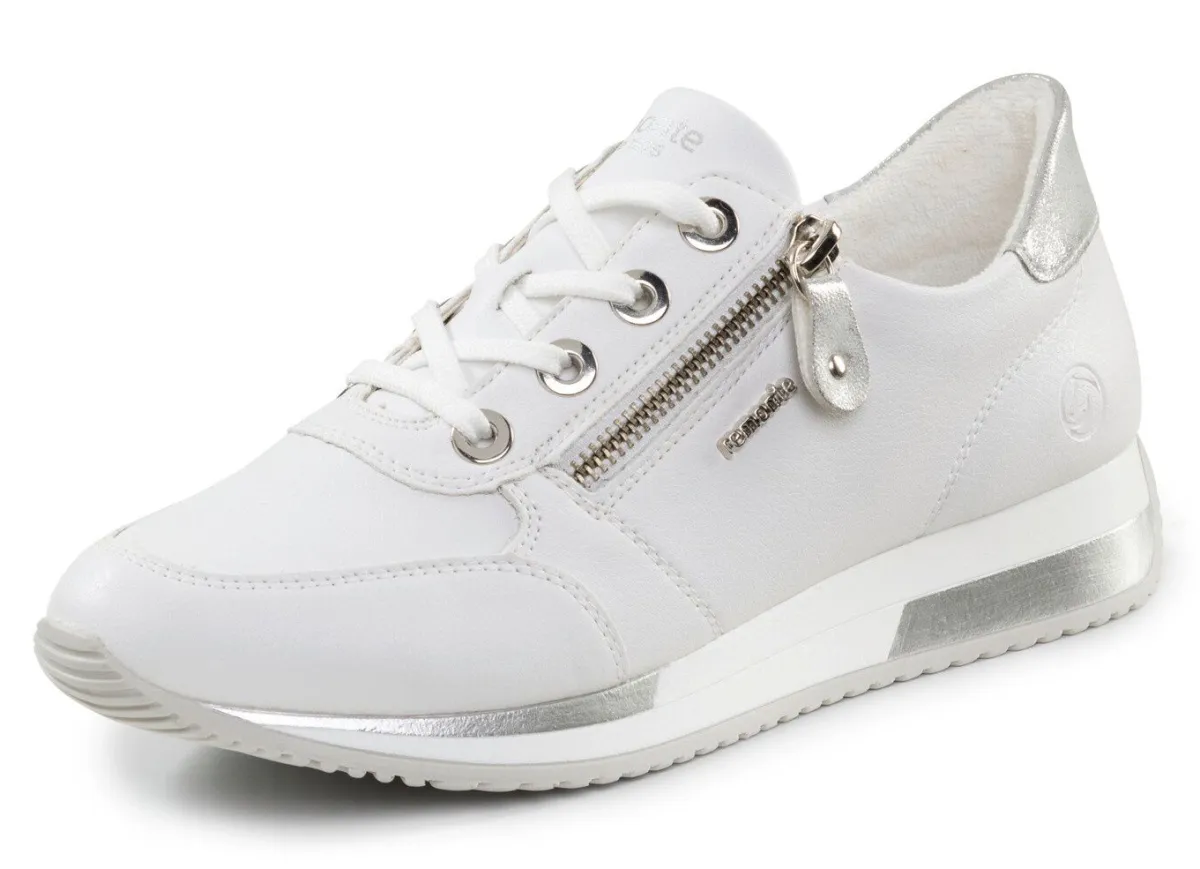 Damen Remonte Schnür-Sneaker mit silberfarben schimmerndem Kontrast-Besatz
