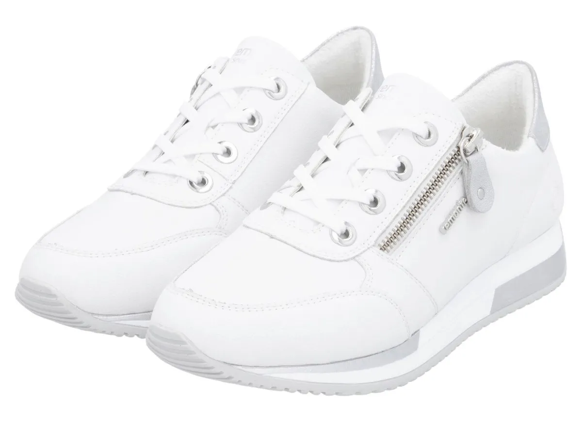 Damen Remonte Schnür-Sneaker mit silberfarben schimmerndem Kontrast-Besatz