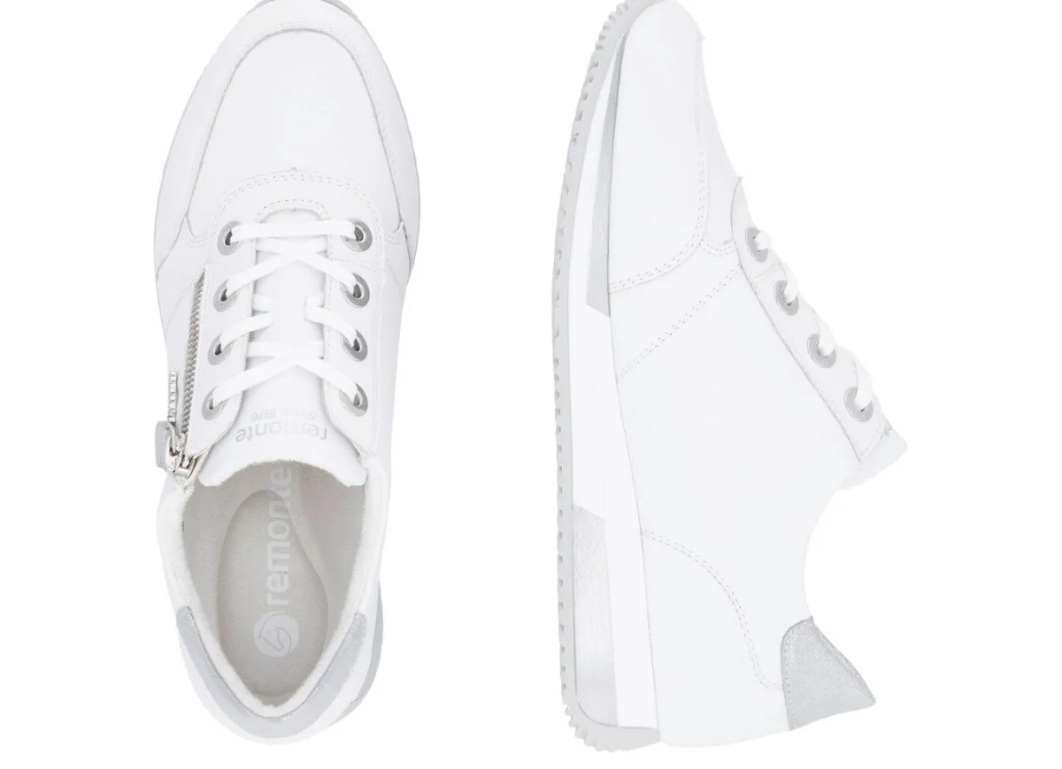 Damen Remonte Schnür-Sneaker mit silberfarben schimmerndem Kontrast-Besatz