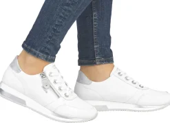Damen Remonte Schnür-Sneaker mit silberfarben schimmerndem Kontrast-Besatz