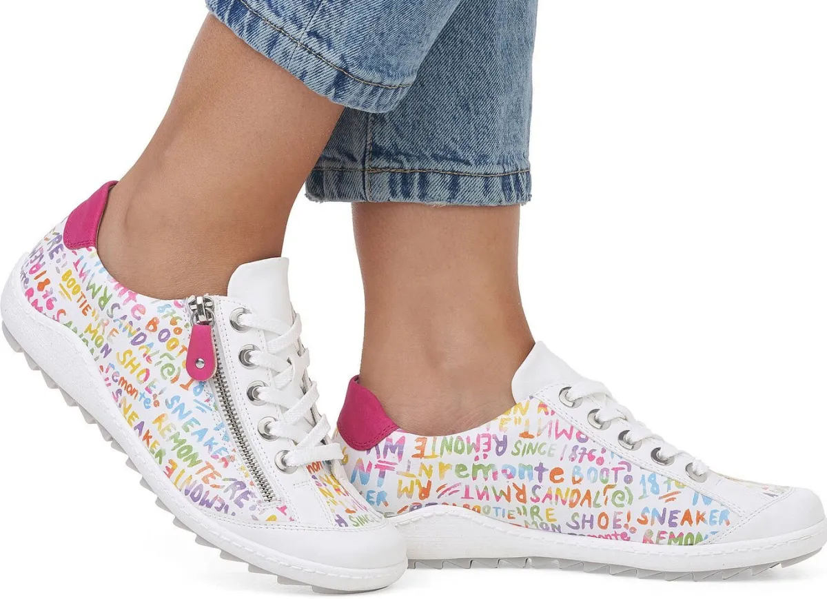 Damen Remonte Sneaker aus beschichtetem, frech bedrucktem Leder