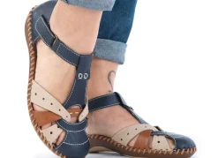 Damen Rieker , leichte Damen-Sandalen, Weite G, mit Klettverschluss