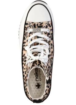 Damen Rieker Schnür-Bootie in Leo-Print oder Denim-Style