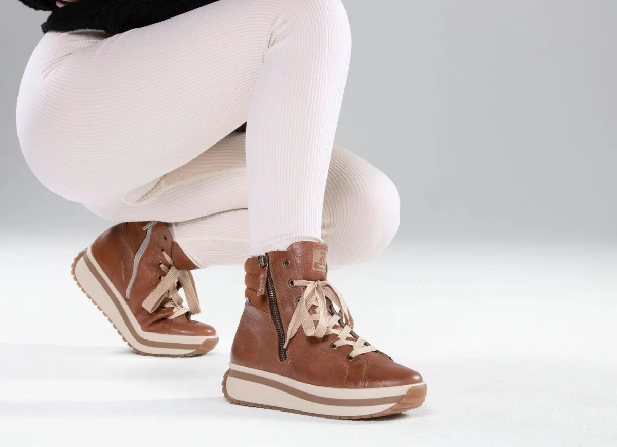Damen Rieker , trendige Damen-Boots, Winterschuhe, mit herausnehmbarem Fußbett