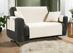 BADER Samtweiche Sessel- und Sofaschoner mit Anti-Rutsch-Rückseite