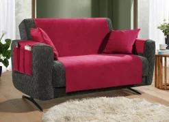 BADER Samtweiche Sessel- und Sofaschoner mit Anti-Rutsch-Rückseite