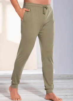 Herren BADER Schlaf- und Freizeithose mit BIO Baumwolle, Bündchenabschllüssen und Durchzugsband