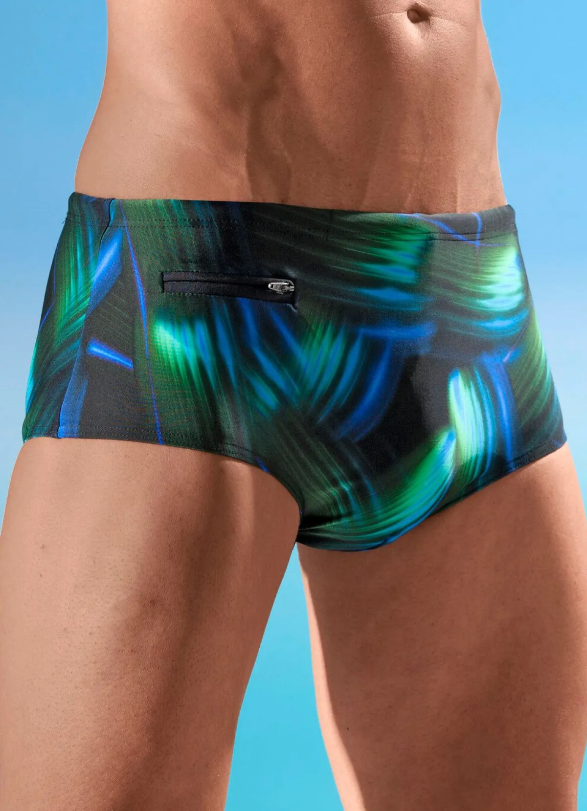 Herren SCHWAB Badehose in höherer Slipform, allover dessiniert