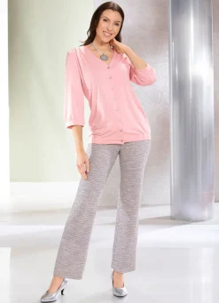 Damen BADER Shirtbluse mit durchgehender Knopfleiste in 2 Farben