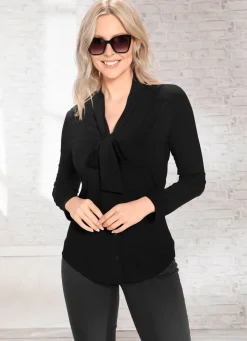 Damen BADER Shirtbluse mit durchgehender Knopfleiste in 2 Farben
