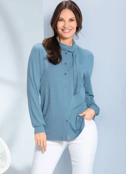 Damen BADER Shirtbluse mit durchgender Knopfleiste in 2 Farben