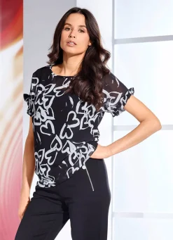 Damen BADER Shirt mit allover dessiniertem Chiffon