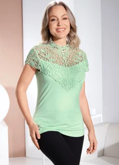 Damen BADER Shirt mit aufwendiger Spitzenverarbeitung in 2 Farben