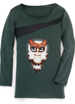 Damen BADER Shirt mit schwarzem Nappaleder-Imitat-Einsatz in 2 Farben