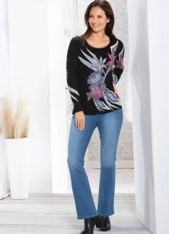 Damen BADER Shirt mit Tüll-Abschluss am Ausschnitt