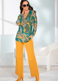 Damen BADER Shirt mit V-Ausschnitt mit Zierring
