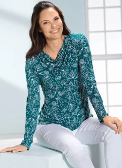 Damen KLAUS MODELLE MADE IN GERMANY Shirt mit Wasserfall-Ausschnitt in 2 Farben