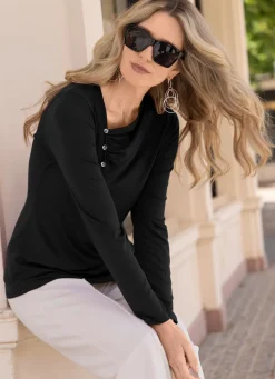 Damen laurakent Shirt mit Zierknöpfen