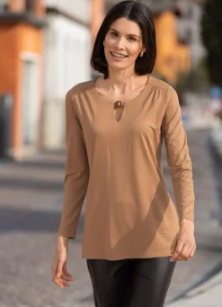 Damen BADER Shirt mit Zierring am Halsausschnitt in 2 Farben