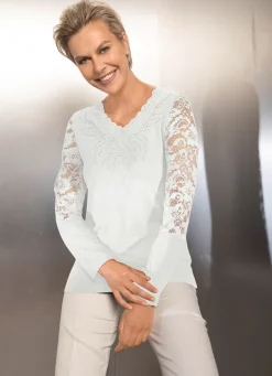 Damen BADER Shirt-Tunika mit edler Spitze