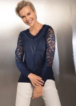 Damen BADER Shirt-Tunika mit edler Spitze