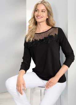 Damen BADER Shirt-Tunika mit Mesh-Einsatz