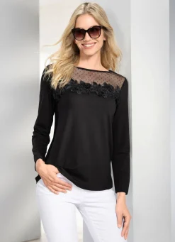 Damen BADER Shirt-Tunika mit Mesh-Einsatz