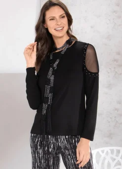 Damen BADER Shirt-Tunika mit Netz-Einsatz