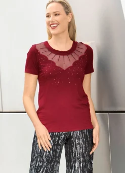 Damen BADER Shirt-Tunika mit Netz-Einsatz
