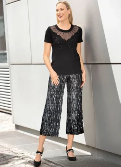 Damen BADER Shirt-Tunika mit Netz-Einsatz