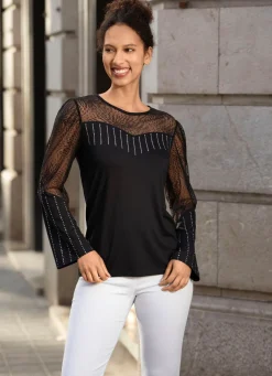 Damen BADER Shirt-Tunika mit Nietenzier