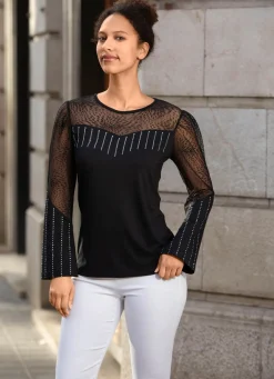 Damen BADER Shirt-Tunika mit Nietenzier