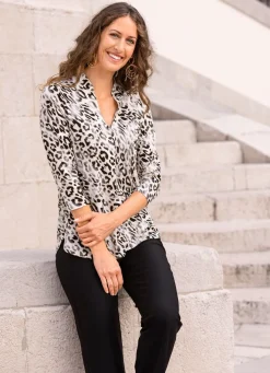 Damen KLAUS MODELLE MADE IN GERMANY Shirt-Tunika mit Stehkragen