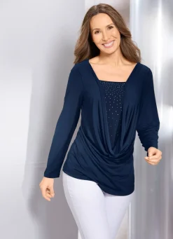 Damen BADER Shirt-Tunika mit tiefem Wasserfallkragen