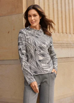 Damen laurakent Shirt-Tunika mit tollem Feder-Dessin