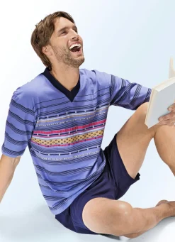 Herren BADER Shorty mit V-Ausschnitt und platziertem Druckmotiv vorne