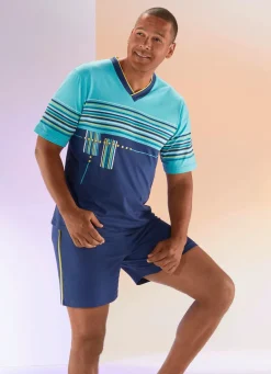 Herren BADER Shorty mit V-Ausschnitt und Ringeldessin