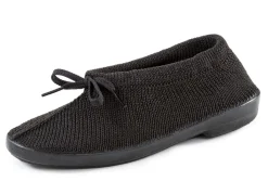 Damen BADER Slipper aus elastischem Strickmaterial mit Schnürung