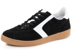Damen BADER Sneaker aus Veloursleder mit Nappa-Besätzen und gepolstertem Schaftrand