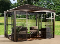 BADER SOJAG Aluminium Pavillon Castel in edlem ton