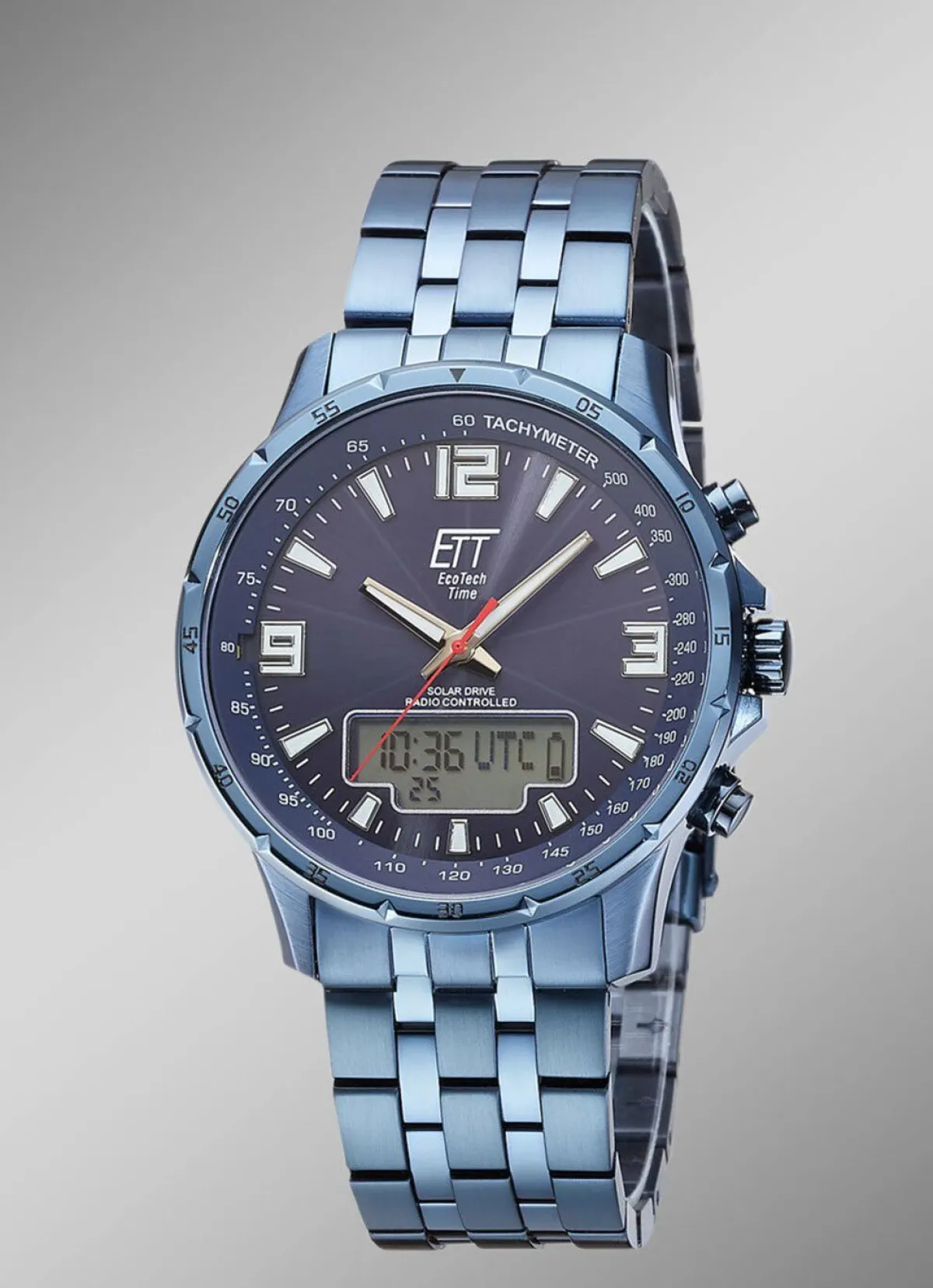 Herren ETT Sportliche Funk-Solar-Herrenuhr