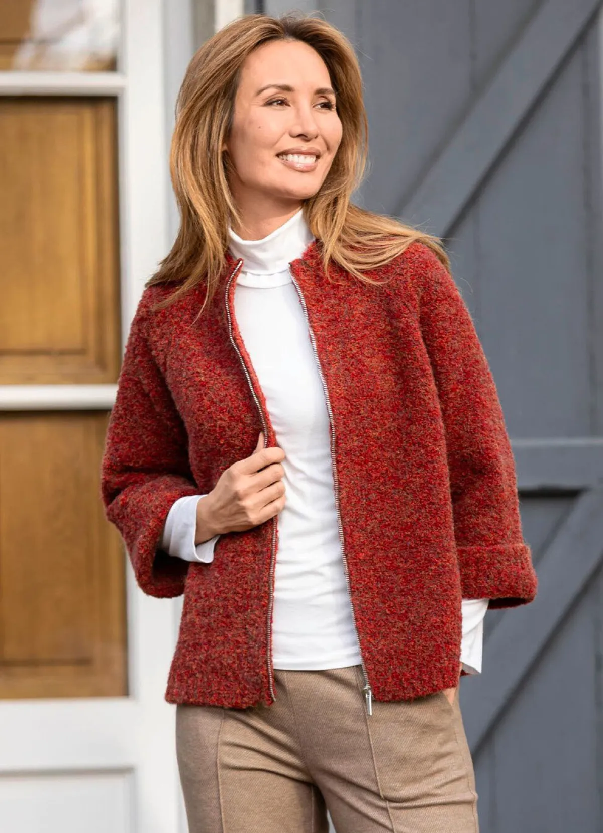 Damen BADER Strickjacke aus Bouclégarn