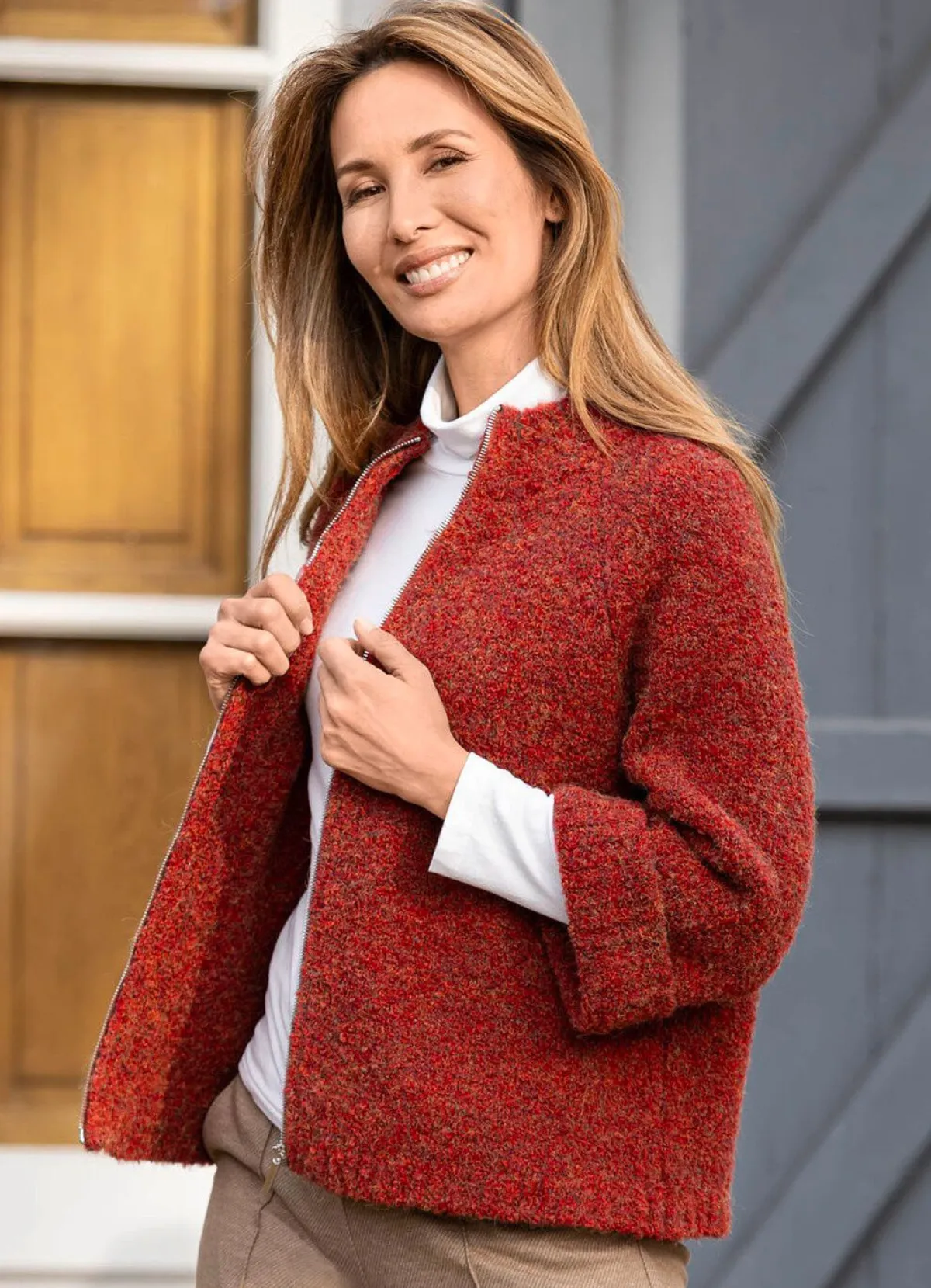Damen BADER Strickjacke aus Bouclégarn