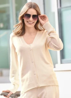 Damen Stilschmiede Strickjacke mit Schurwolle und Kaschmir