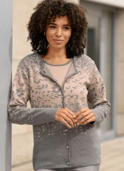 Damen BADER Strick-Twinset in Jacquard-Dessin